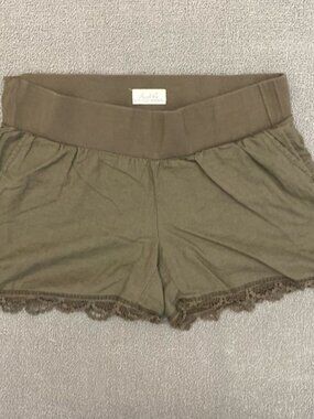 Angel Kiss Olive Green Cotton Linen Blend Comfortable Fit XL Maternity Shorts